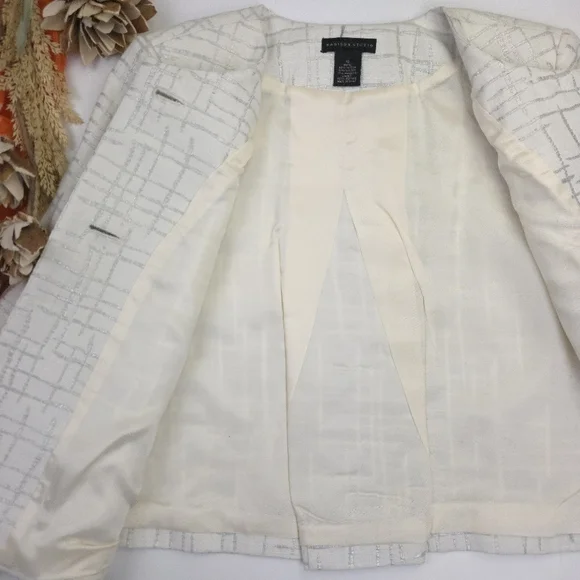 Madison Studio White Silver Blazer Jacket Sz 12 - Picture 9 of 12
